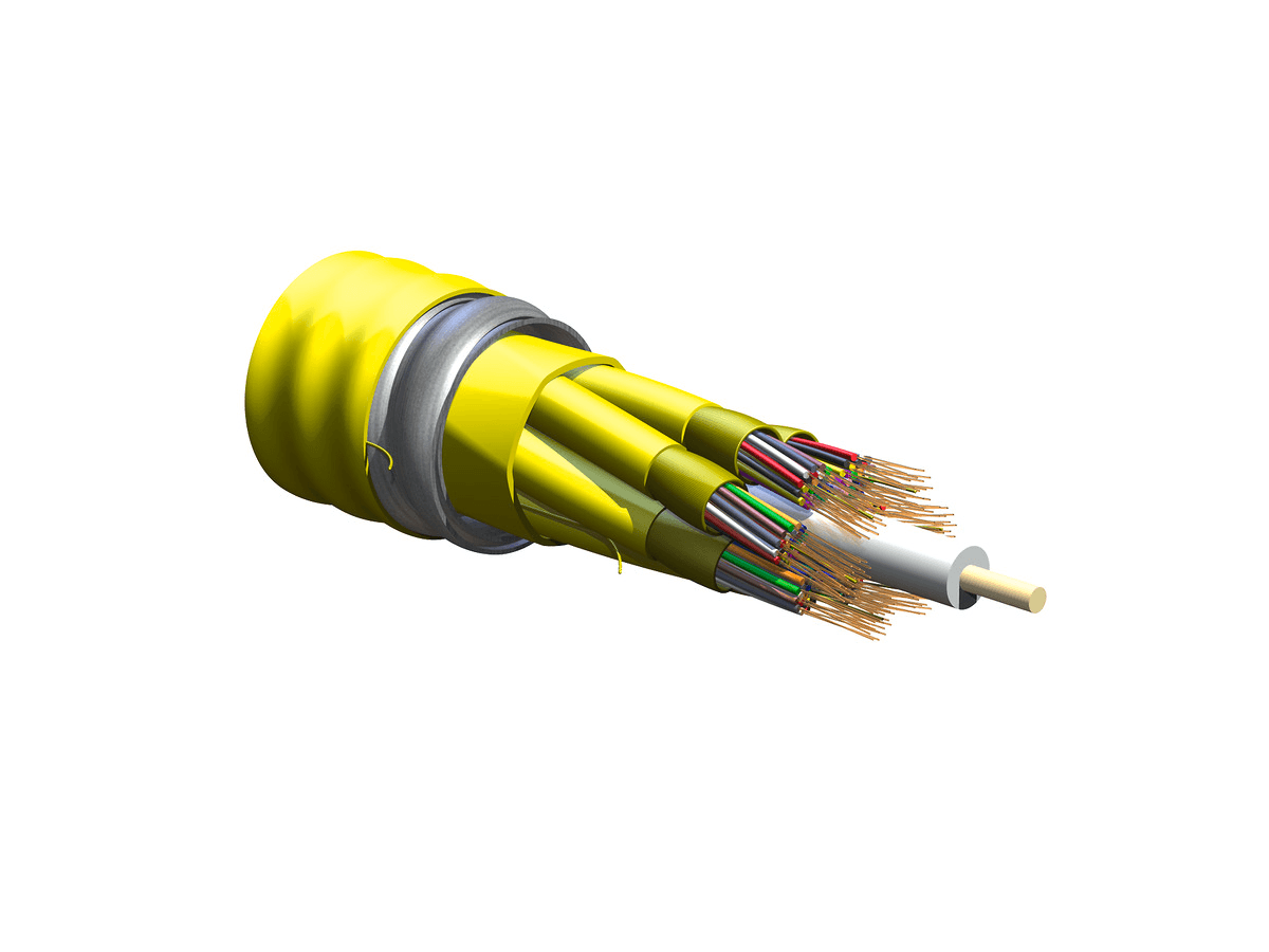 Corning 144E88-Y3131-A3, Plenum 144 F, Single-mode (OS2) MIC® Unitized Tight-Buffered Interlocking Armored Cable