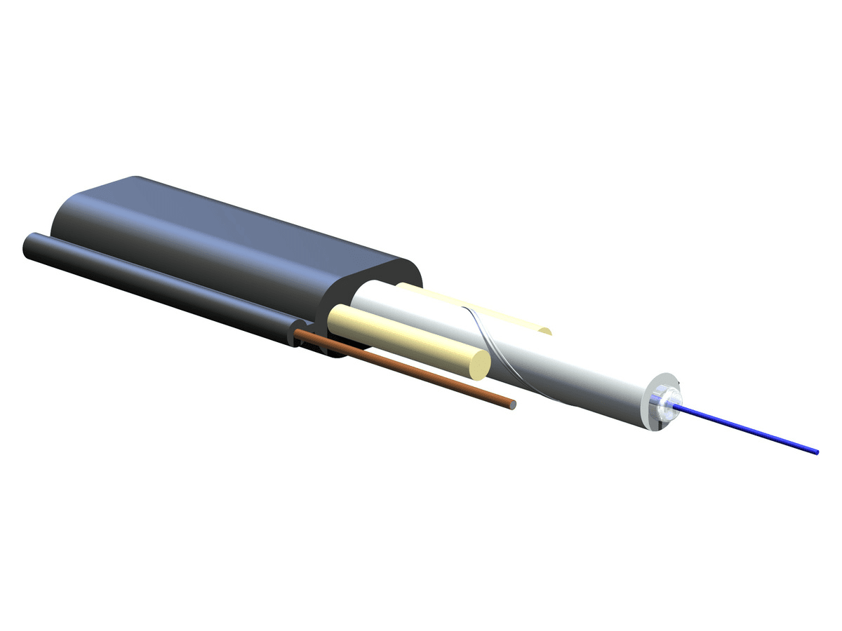 Corning 001EB1-14100A20, Single-mode (OS2) SST-Drop™ Gel-Filled Cable 1 F, Single-Tube