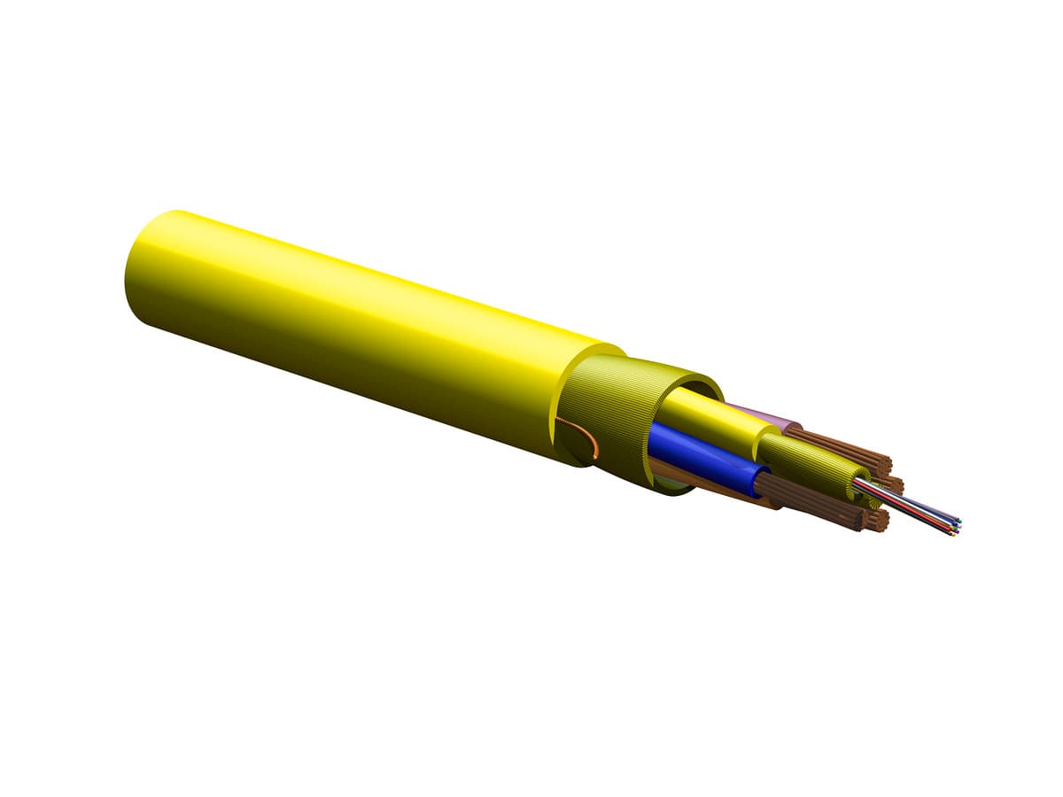 Corning 006ZT8-41Y01M20 – Composite Cable, Interlocked Armor, OS2, Loose Tube, Riser (CL3R), Yellow, 6 Fibers