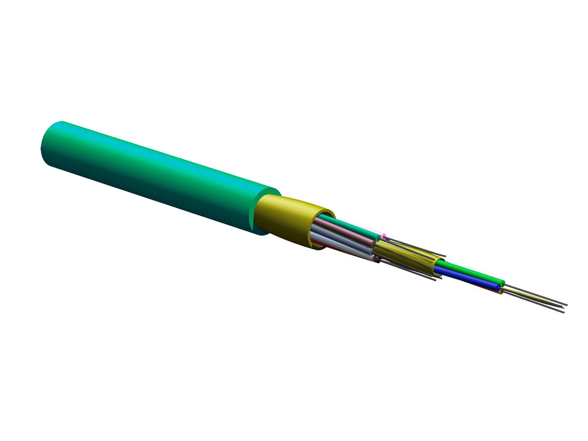 Corning 012T81-33191-24 – Tight-Buffered Fiber Optic Cable, OM4+, Aqua, Riser, Flame-Retardant, 12-Fiber, 50/125 µm