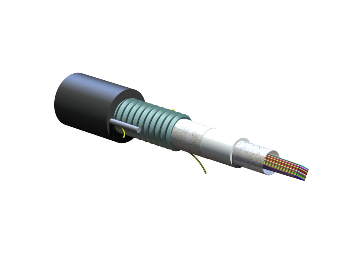 Corning 144EC5-14100D53 – 144-Fiber Ribbon Cable, Single-Mode OS2, Dielectric-Armored, Black, Outdoor