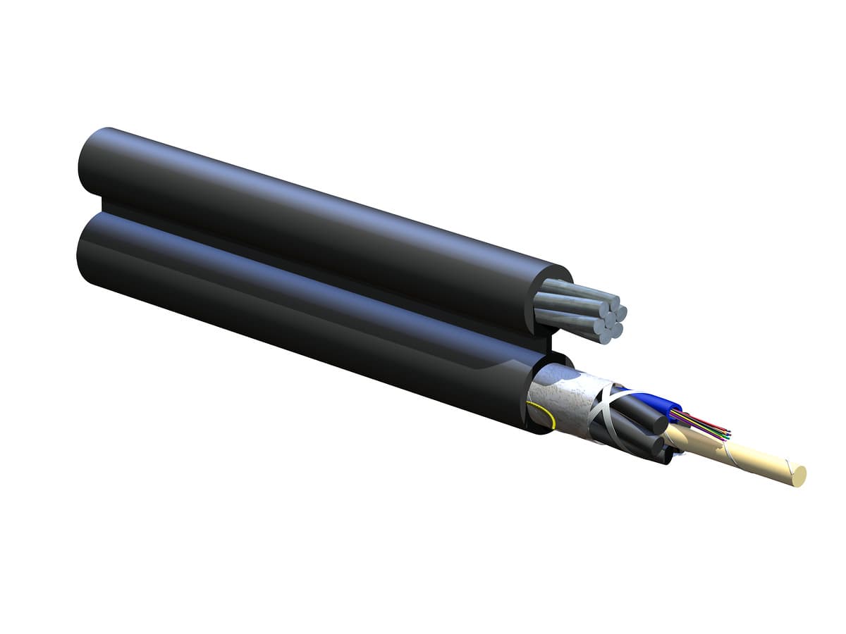 Corning 012EUA-T4101D20 – 12-Fiber 8.3/125 Single-Mode OS2, Loose Tube, Gel-Free, Figure-8 Aerial, Dielectric-Central-Member