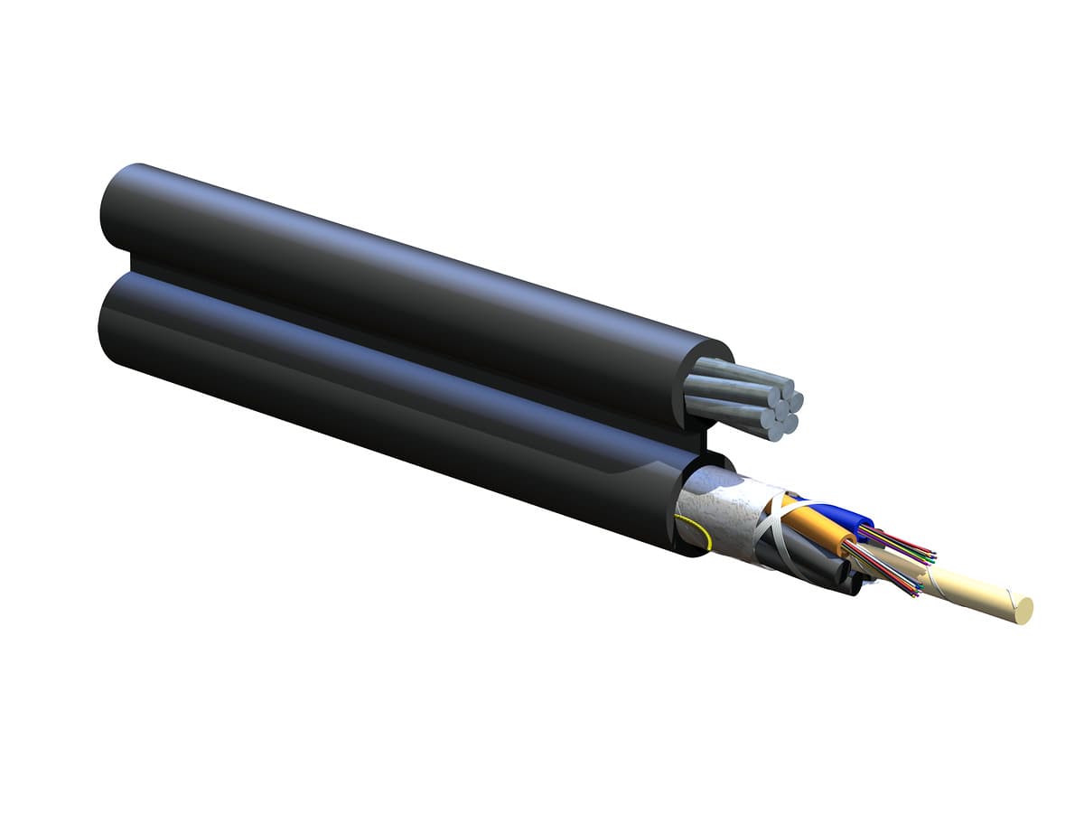Corning 024EUA-T4101D20 – 24-Fiber 8.3/125 Single-Mode OS2, Loose Tube, Gel-Free, Figure-8 Aerial, Dielectric-Central-Member