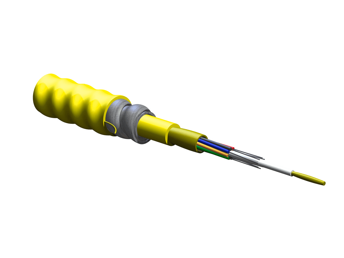 Corning 008E81-31131-A1, Single mode (OS2) MIC® Tight-Buffered Interlocking Armored Cable, Riser 8 F