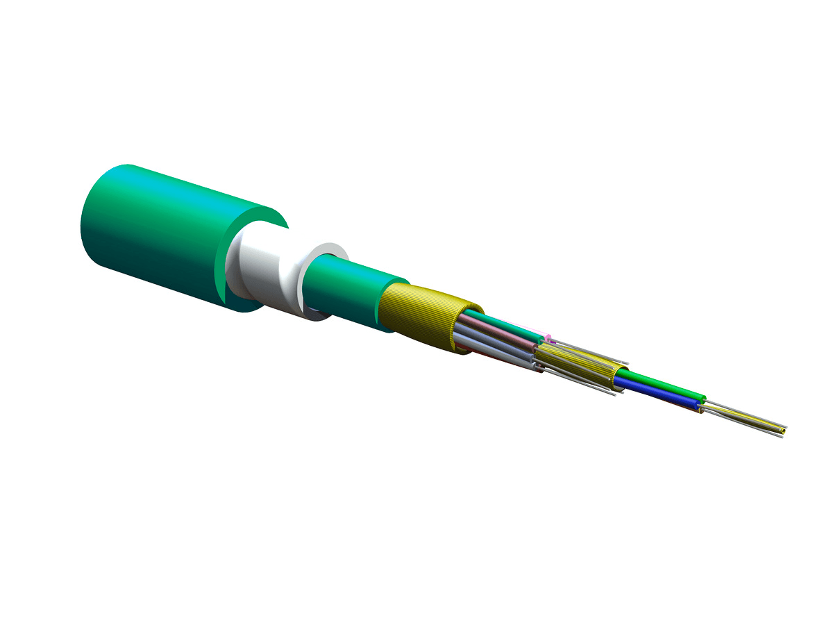 Corning 012T88-33191-D3, Plenum 12 F MIC® DX Tight-Buffered Armored Cable, 50 µm multimode, extended 10G distance (OM4)