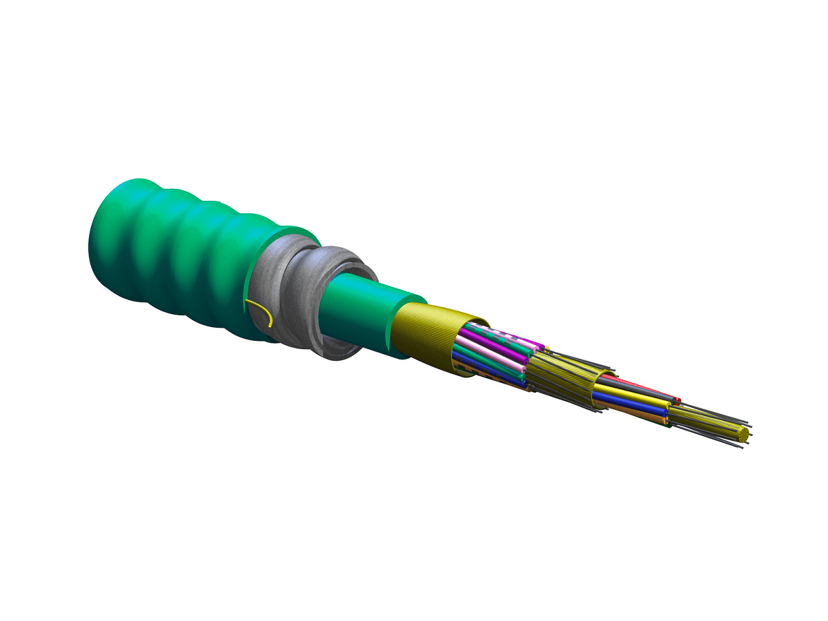 Corning 024T81-33190-A1, Riser 24 F MIC® Tight-Buffered Interlocking Armored Cable, 50 µm multimode (OM4)