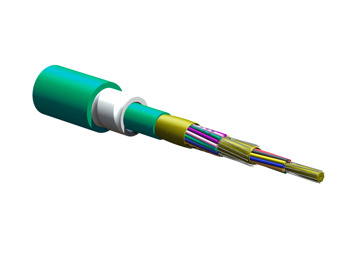 Corning 024T88-33190-D3, Plenum 24 F MIC® DX Tight-Buffered Armored Cable, 50 µm Multimode (OM4)