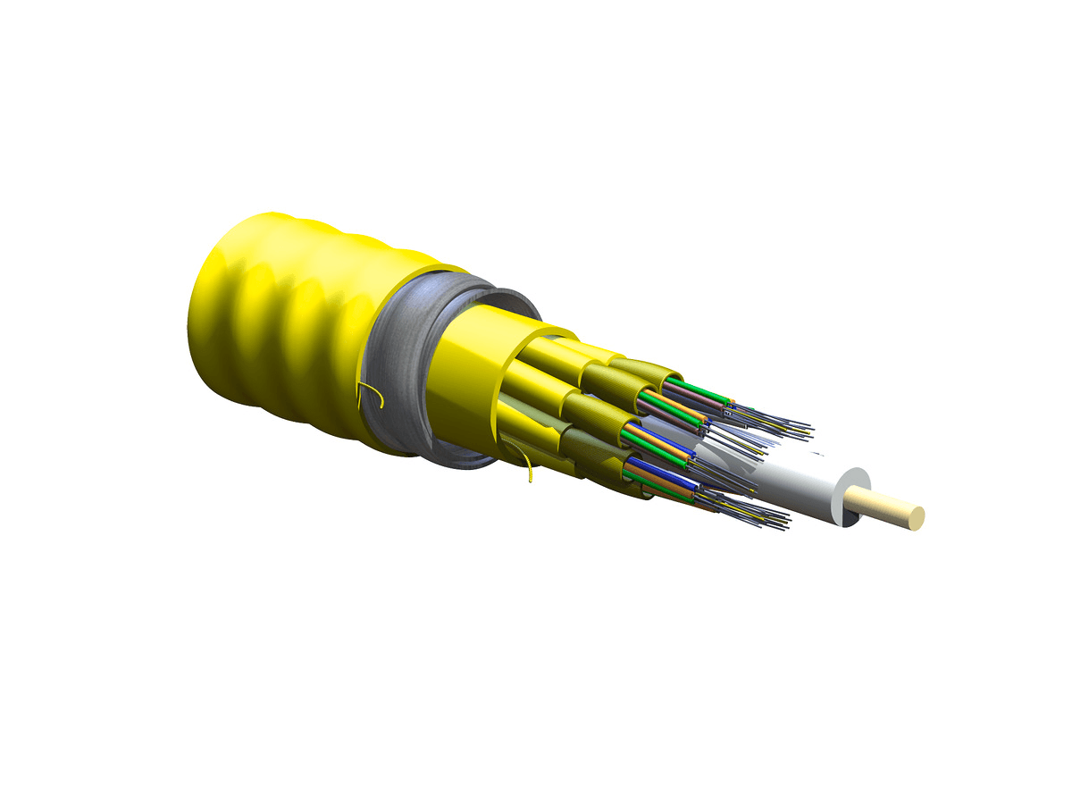 Corning 048E88-61131-A3, Plenum 48 F Single-mode (OS2) MIC® Interlocking Armored Cable Unitized Tight-Buffered