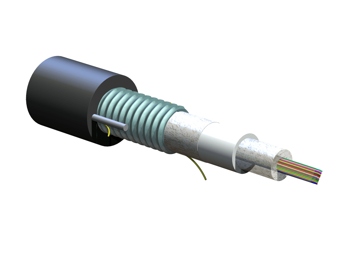 Corning 048ZC5-14100D53, Armored Cable 48 F, Single-mode (OS2) SST-Ribbon Single-Tube, Gel-Free, Bend-improved