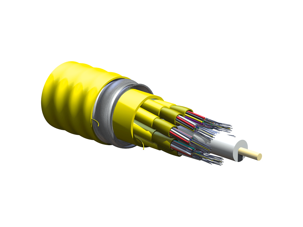 Corning 096E88-Y3131-A3, Plenum 96 F MIC® Unitized Tight-Buffered, Interlocking Armored Cable Single-mode (OS2)