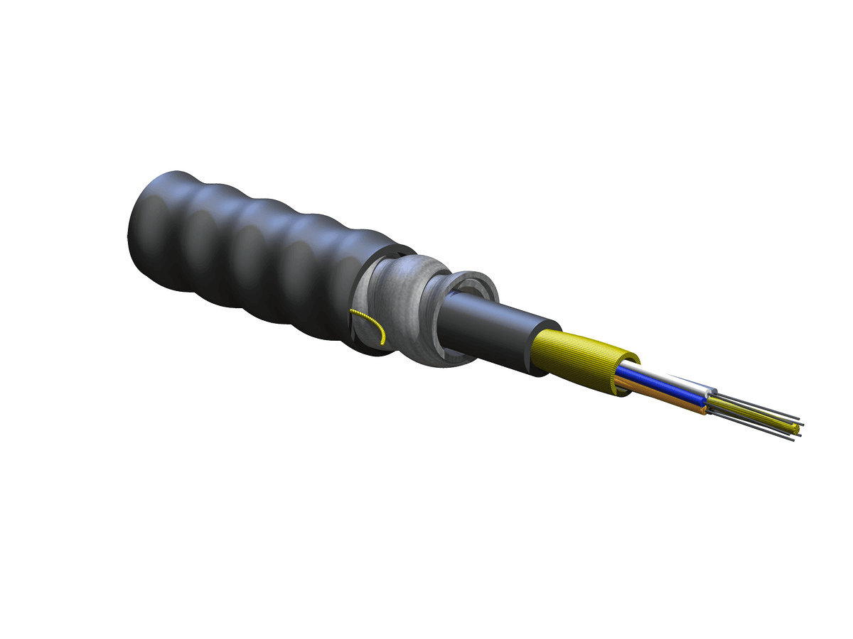 Corning 006K8P-31130-A3, Plenum 6 F FREEDM® One Tight-Buffered, Interlocking Armored Cable, 62.5 µm multimode (OM1)
