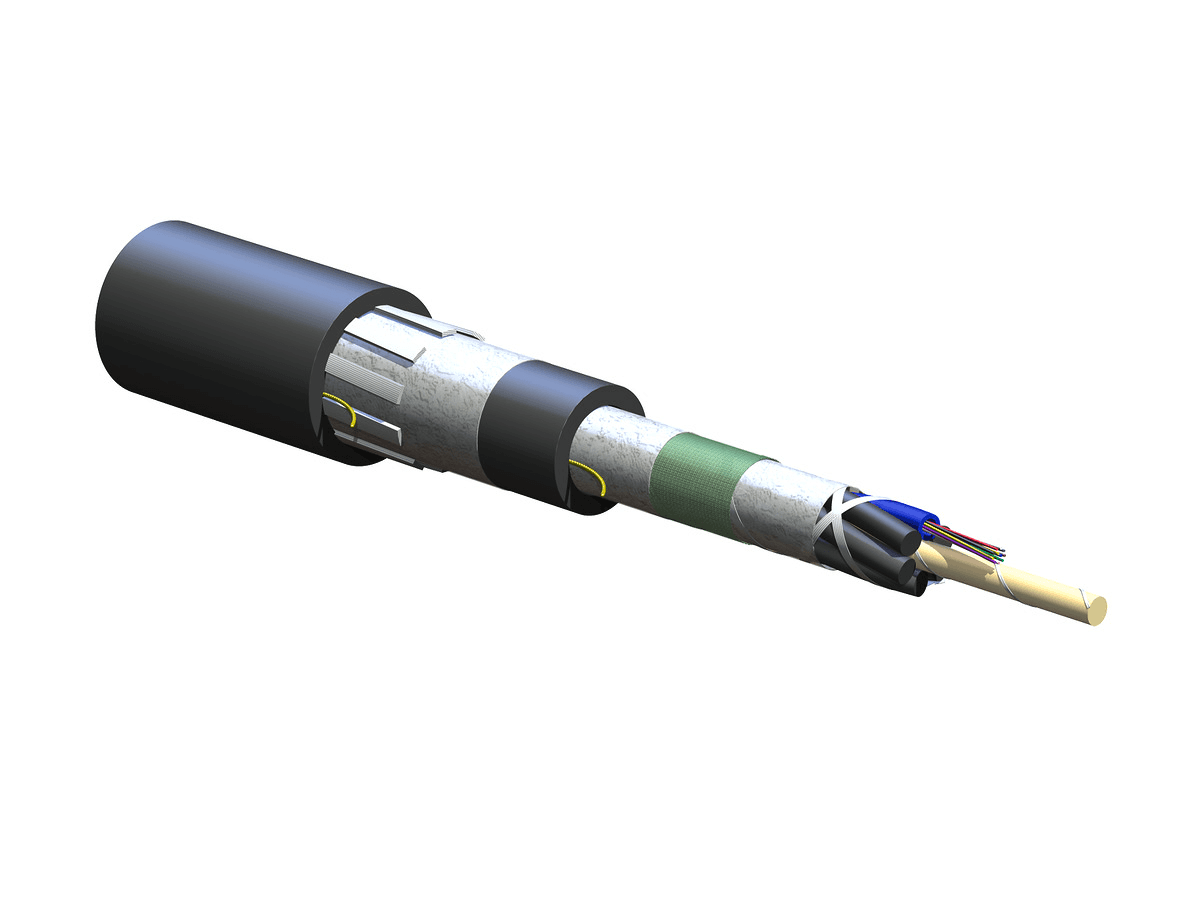 Corning 012KUL-T4630D2N, 12F Industrial LSZH™ Tray-Rated Double-Jacket Cable, 62.5 µm multimode (OM1), Loose Tube, Gel-Free