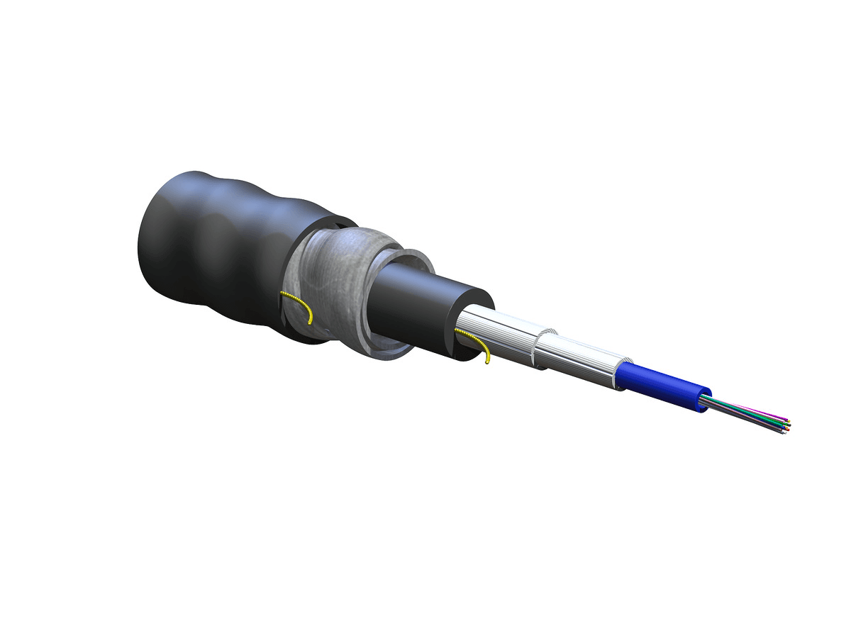 Corning 012TSF-T4180DA1, 12 F Riser Interlocking Armed Cable, Bündelader, Gel-frei, 50 μm Multimode (OM3) - FREEDM® LST™