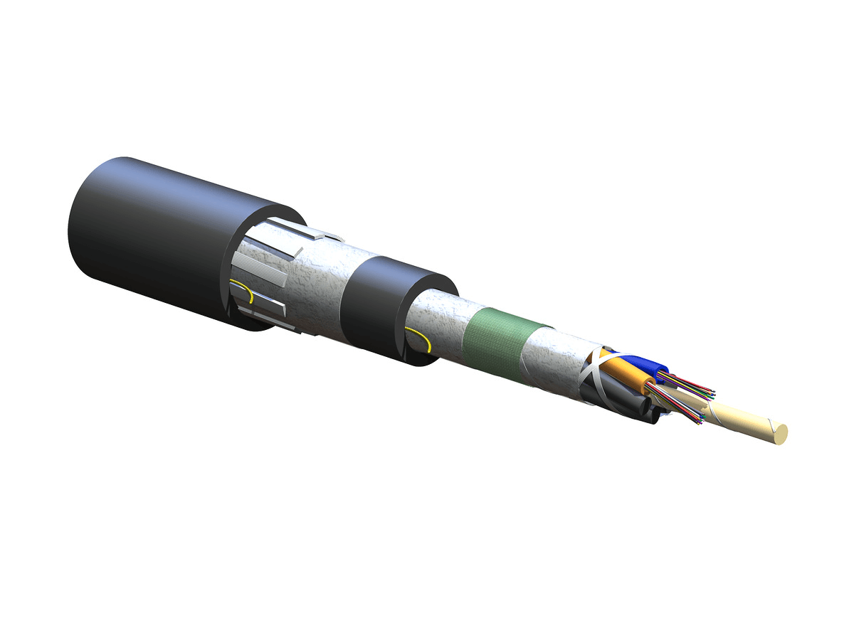 Corning 024EUL-T4601D2N, 24 F Industrial LSZH™ Tray-Rated Double-Jacket Cable, Loose Tube, Gel-Free, Single-mode (OS2)