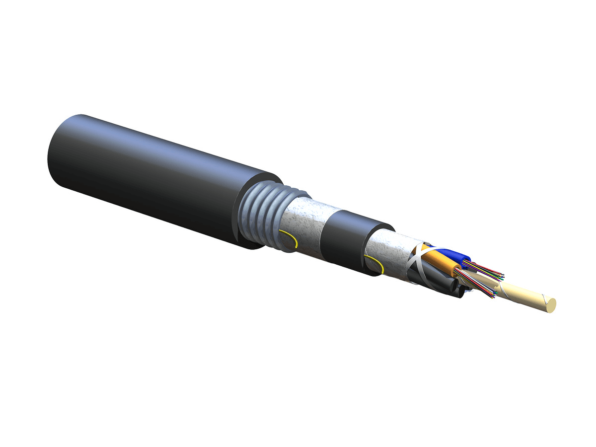 Corning 024EUV-T4101D20, 24 F LSZH™ Gel-Free Loose Tube Corrugated Armored Cable, Single-mode (OS2)