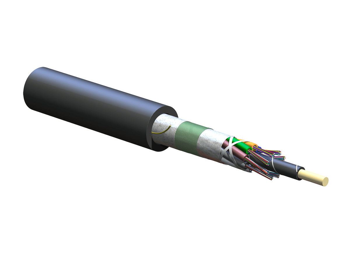Corning 096KUZ-T4130D2N, 96 F Industrial LSZH™ Tray-Rated Loose Tube Gel-Free Cable, 62.5 µm multimode (OM1)