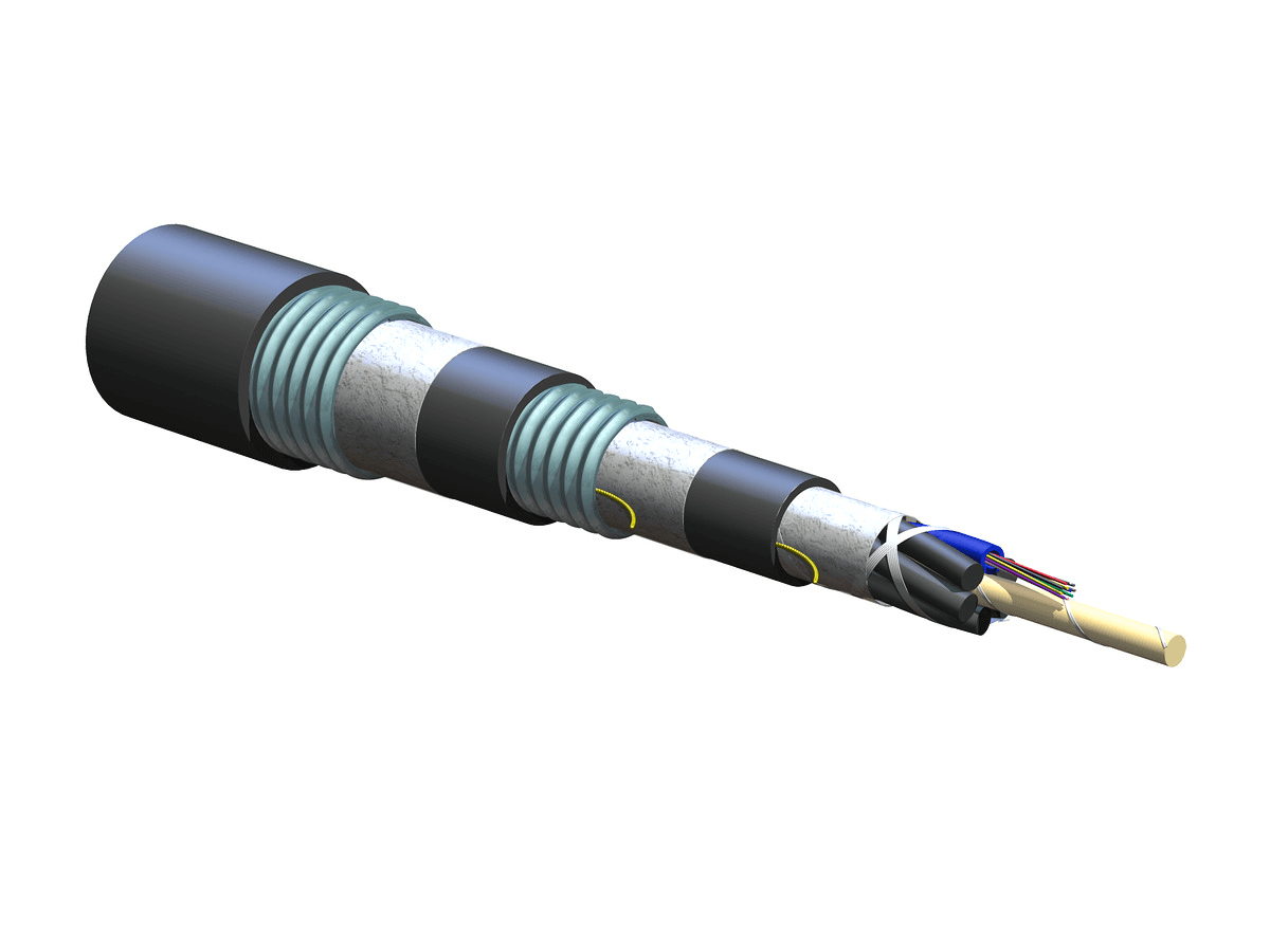 Corning 012EU6-T4101D20, 12 F, Single-mode (OS2) ALTOS® Gel-Free, Triple-Jacket, Double-Armored Cables, 12-216 Fibers
