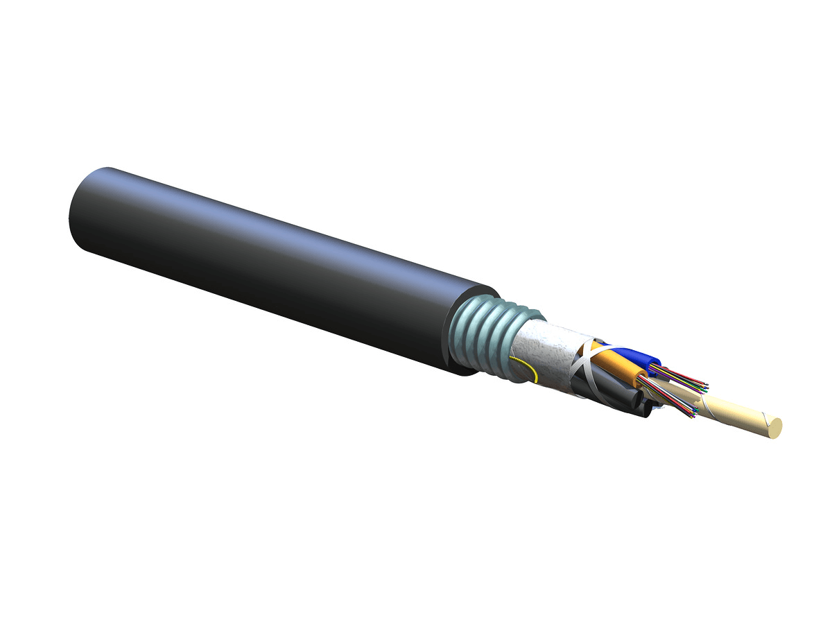 Corning 024TUC-T4180D20, 24 F, 50 μm Multimode (OM3) ALTOS® Lite Bündelader, gelfrei, einmantelig, einarmiertes Kabel