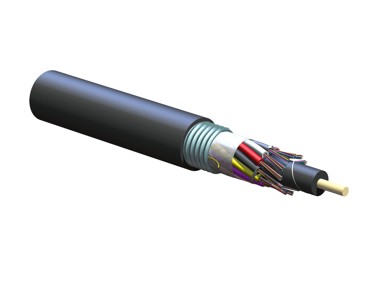 Corning 144ZUC-T4122D20, 144 F ALTOS® Lite Loose Tube Single-Armored Single-Jacket Gel-Free Cable, SMF-28® Ultra Fiber Single-Mode (OS2)