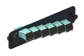CommScope 760067173 PNL-BK-012-MFA-LC02-AQ-SHUTTERED, Fiber Adapter Panel 1000-Type 6 LC Aqua Black