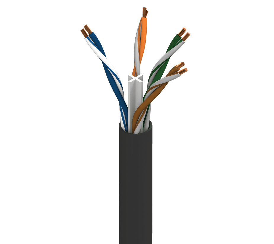 Belden 7969A 010, Cat 6 UTP 4 Bonded Pr 22 AWG Solid, Black Jacket