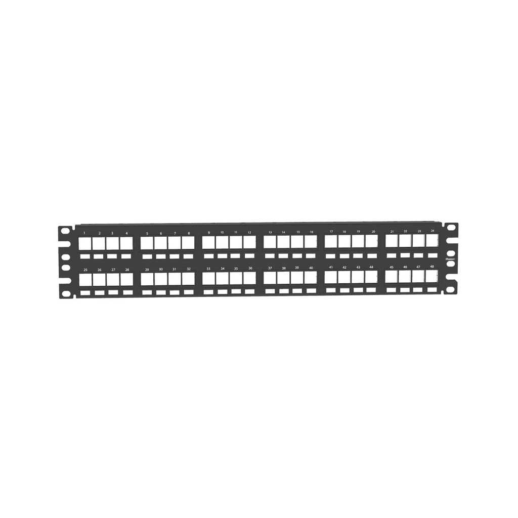 Panduit NKPP48FMY, Panel de parcheo de montaje al ras negro 48 puertos 2U
