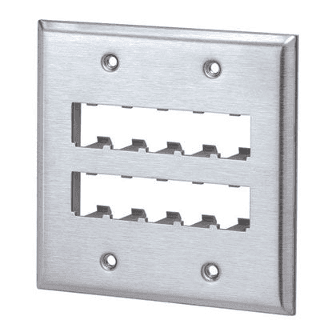 Panduit CFPE10BL-2GY, Black ABS Flush Faceplate, 2 Gang, 10 Port, 4.5 in.
