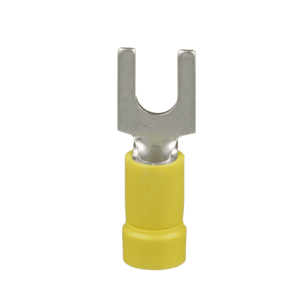 Panduit PV10-8F-L, Terminale a forcella in vinile giallo da 10 a 14 AWG 50/Pk