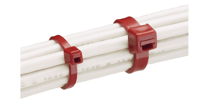 Panduit PLT1M-C2, Fascetta fermacavi Premium in NY 6.6 3.9 in. Rossa 18 lb, confezione da 100
