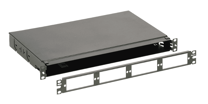 Panduit CFAPPBL1, Pannello patch in fibra 4 porte in acciaio nero per montaggio su guida
